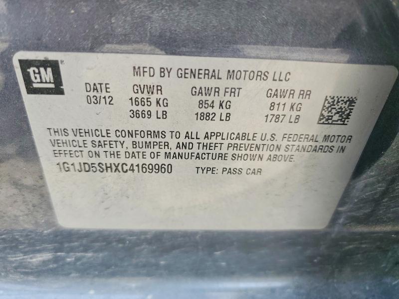Продажа на аукционе авто 2012 Chevrolet Sonic, vin: 1G1JD5SHXC4169960, номер лота: 56735466