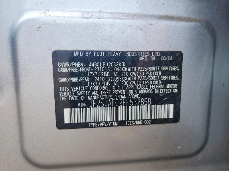 Aukcja sprzedaży 2015 Subaru Forester, vin: JF2SJAFC2FH532858, numer aukcji: 56319126
