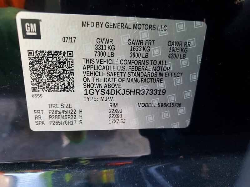 2017 Cadillac Escalade მანქანა იყიდება აუქციონზე, vin: 1GYS4DKJ5HR373319, აუქციონის ნომერი: 58042196