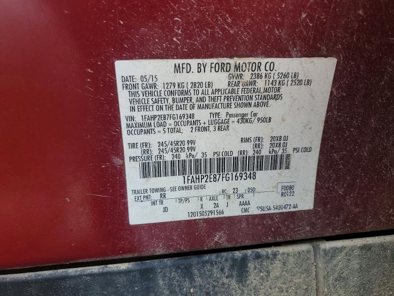 56508616 :رقم المزاد ، 1FAHP2E87FG169348 vin ، 2015 Ford Taurus مزاد بيع