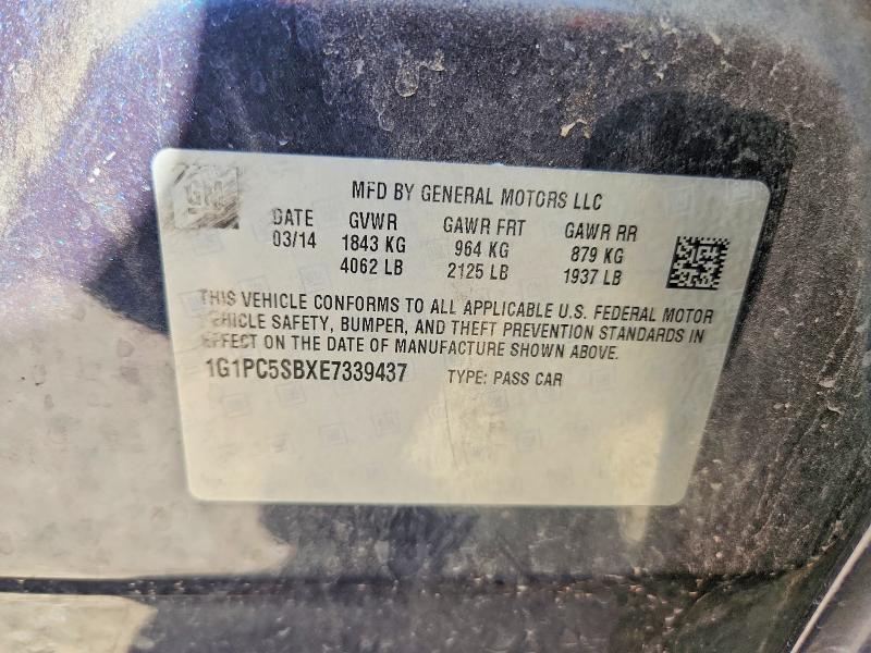 2014 Chevrolet Cruze მანქანა იყიდება აუქციონზე, vin: 1G1PC5SBXE7339437, აუქციონის ნომერი: 56980356