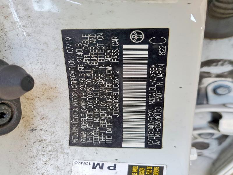 2020 Toyota Corolla მანქანა იყიდება აუქციონზე, vin: JTDS4RCE5LJ036712, აუქციონის ნომერი: 55992706