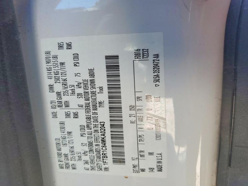 Продаж на аукціоні авто 2021 Ford Transit, vin: 1FTBR1C84MKA02043, номер лоту: 57912856