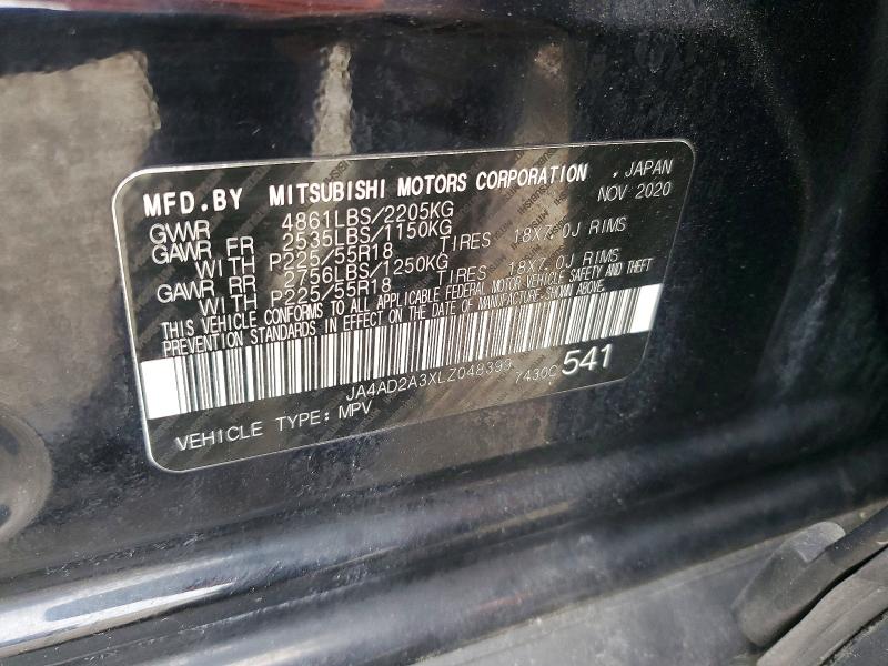 57263446 :رقم المزاد ، JA4AD2A3XLZ048399 vin ، 2020 Mitsubishi Outlander مزاد بيع