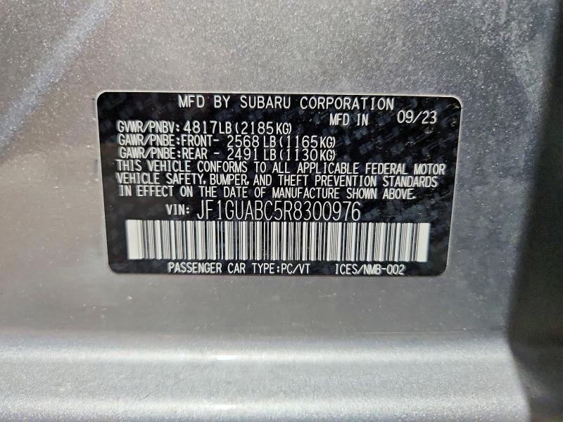 Aukcja sprzedaży 2024 Subaru Impreza, vin: JF1GUABC5R8300976, numer aukcji: 58899906