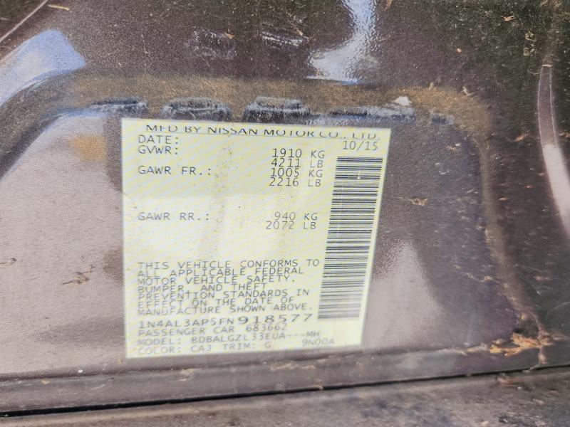 2015 Nissan Altima მანქანა იყიდება აუქციონზე, vin: 1N4AL3AP5FN918577, აუქციონის ნომერი: 55713906