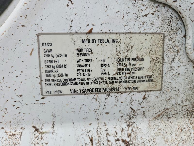 Aukcja sprzedaży 2023 Tesla Model Y, vin: 7SAYGDEE8PA058914, numer aukcji: 58375526