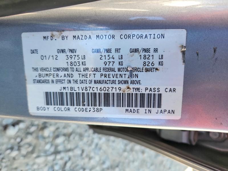 57257286 :رقم المزاد ، JM1BL1V87C1602719 vin ، 2012 Mazda 3 مزاد بيع