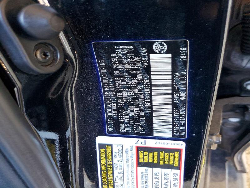 2014 Toyota Camry მანქანა იყიდება აუქციონზე, vin: 4T1BF1FK4EU362673, აუქციონის ნომერი: 59670246