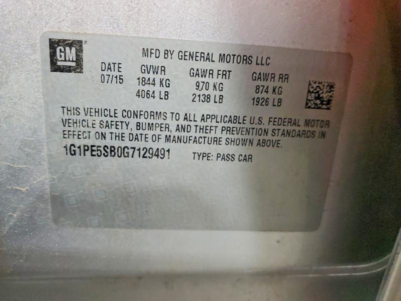 57408186 :رقم المزاد ، 1G1PE5SB0G7129491 vin ، 2016 Chevrolet Cruze Limited مزاد بيع