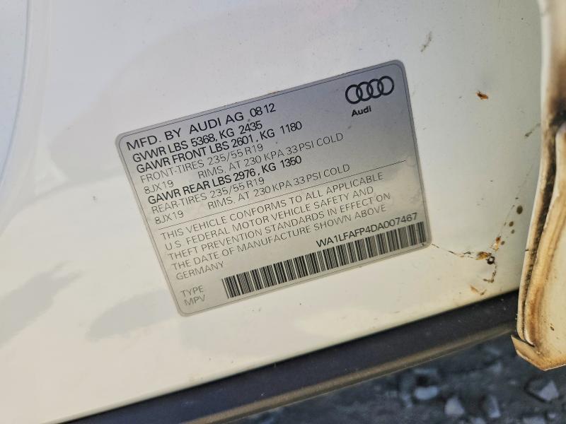 Aukcja sprzedaży 2013 Audi Q5, vin: WA1LFAFP4DA007467, numer aukcji: 56537186