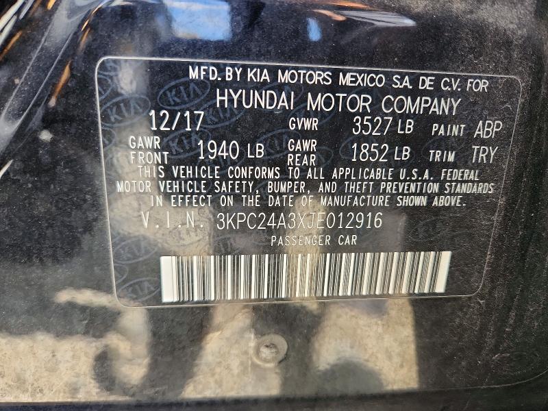 Продажа на аукционе авто 2018 Hyundai Accent, vin: 3KPC24A3XJE012916, номер лота: 59285886