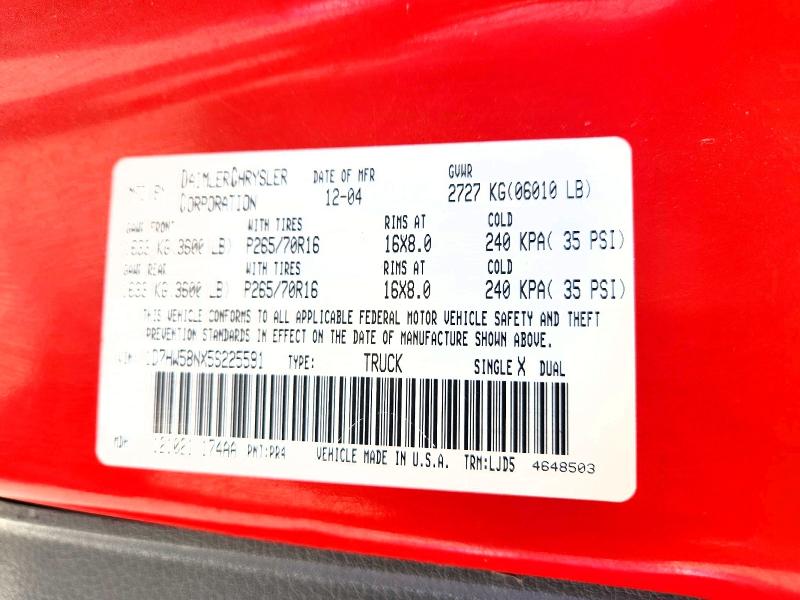Продаж на аукціоні авто 2005 Dodge Dakota, vin: 1D7HW58NX5S225591, номер лоту: 55941696