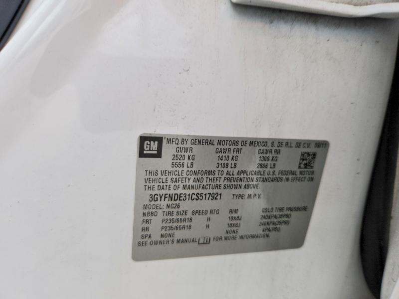56768406 :رقم المزاد ، 3GYFNDE31CS517921 vin ، 2012 Cadillac Srx مزاد بيع