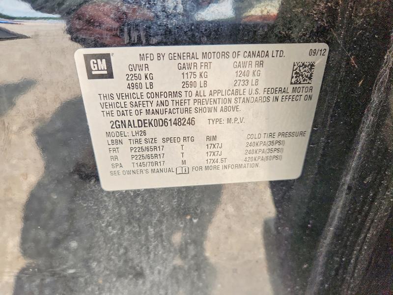 58831376 :رقم المزاد ، 2GNALDEK0D6148246 vin ، 2013 Chevrolet Equinox مزاد بيع