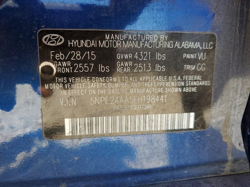 2015 Hyundai Sonata მანქანა იყიდება აუქციონზე, vin: 5NPE24AA5FH198441, აუქციონის ნომერი: 57522686