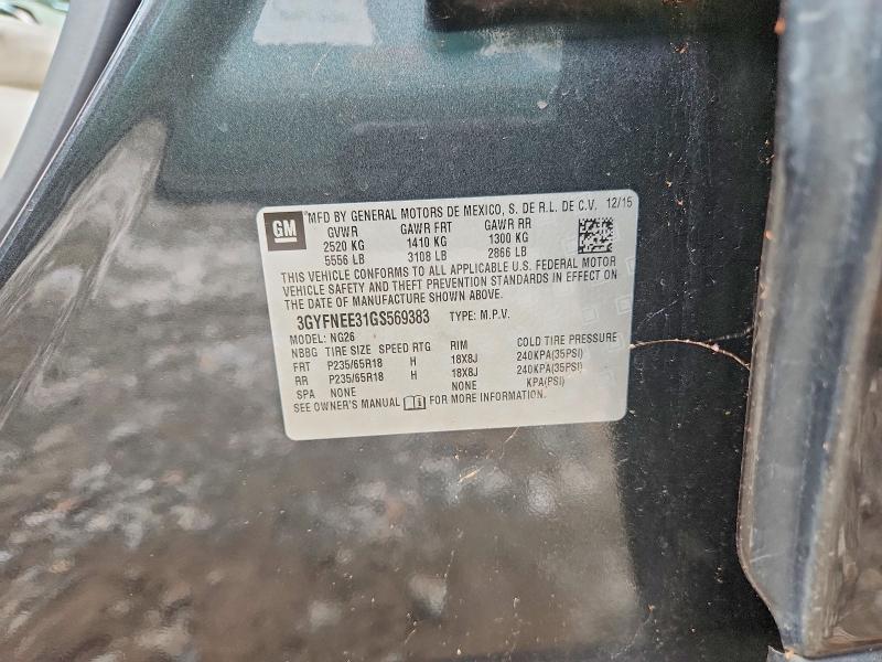56891666 :رقم المزاد ، 3GYFNEE31GS569383 vin ، 2016 Cadillac Srx مزاد بيع