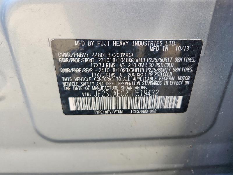 Продажа на аукционе авто 2014 Subaru Forester, vin: JF2SJAEC2EH519432, номер лота: 56867456