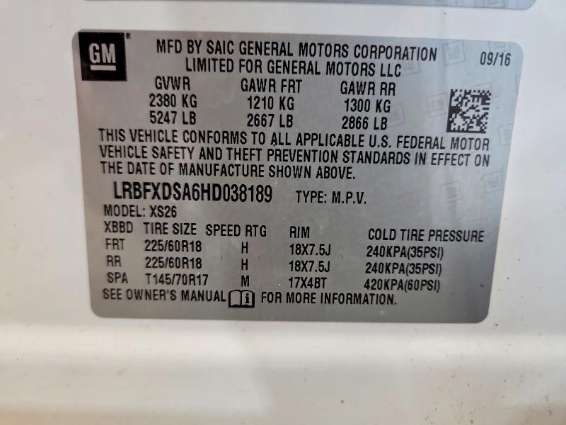 Продажа на аукционе авто 2017 Buick Envision, vin: LRBFXDSA6HD038189, номер лота: 56130486