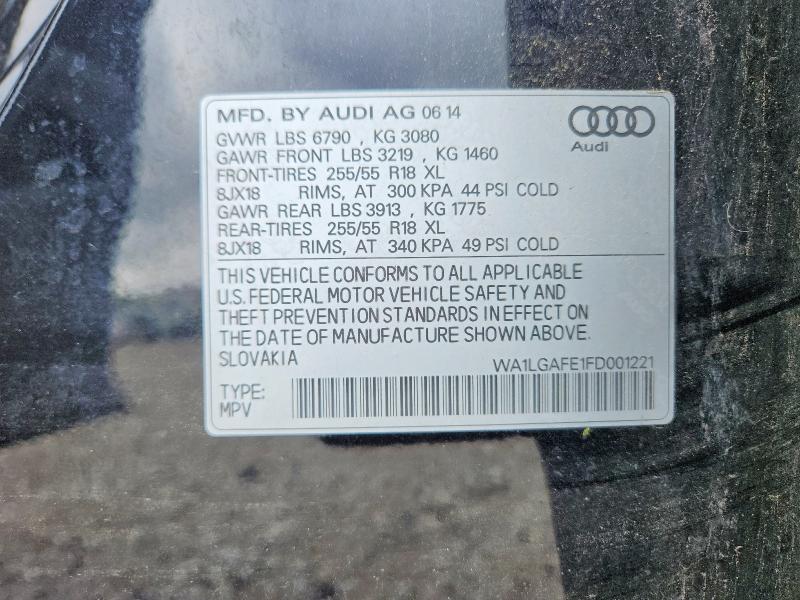 58440926 :رقم المزاد ، WA1LGAFE1FD001221 vin ، 2015 Audi Q7 مزاد بيع