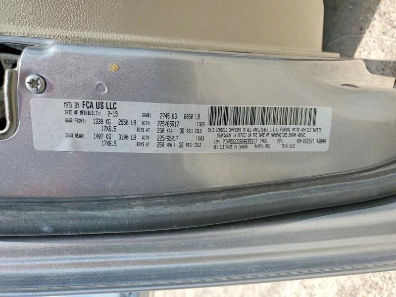 58401466 :رقم المزاد ، 2C4RDGCG5KR635317 vin ، 2019 Dodge Grand Caravan مزاد بيع