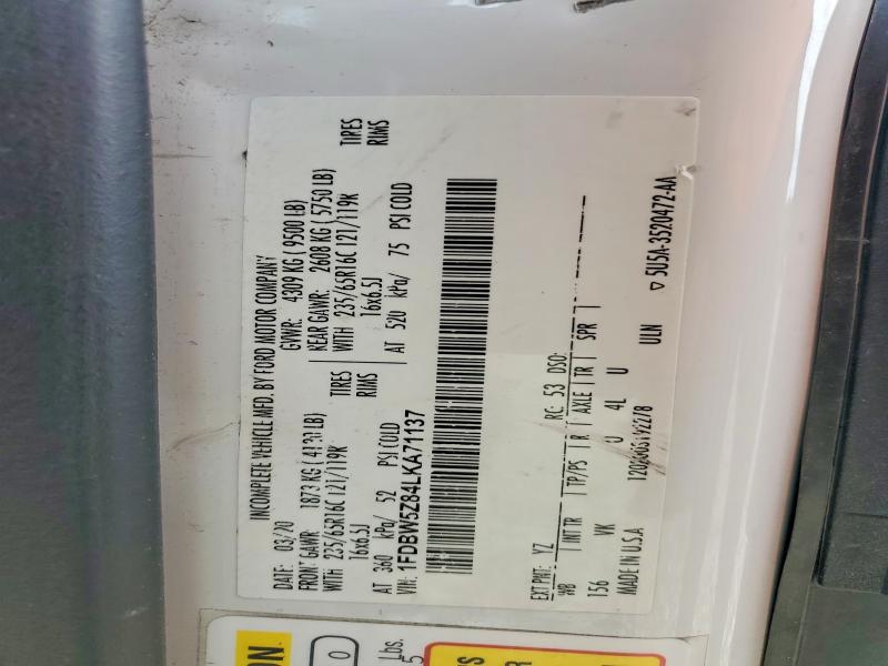 55609216 :رقم المزاد ، 1FDBW5Z84LKA71137 vin ، 2020 Ford Transit مزاد بيع