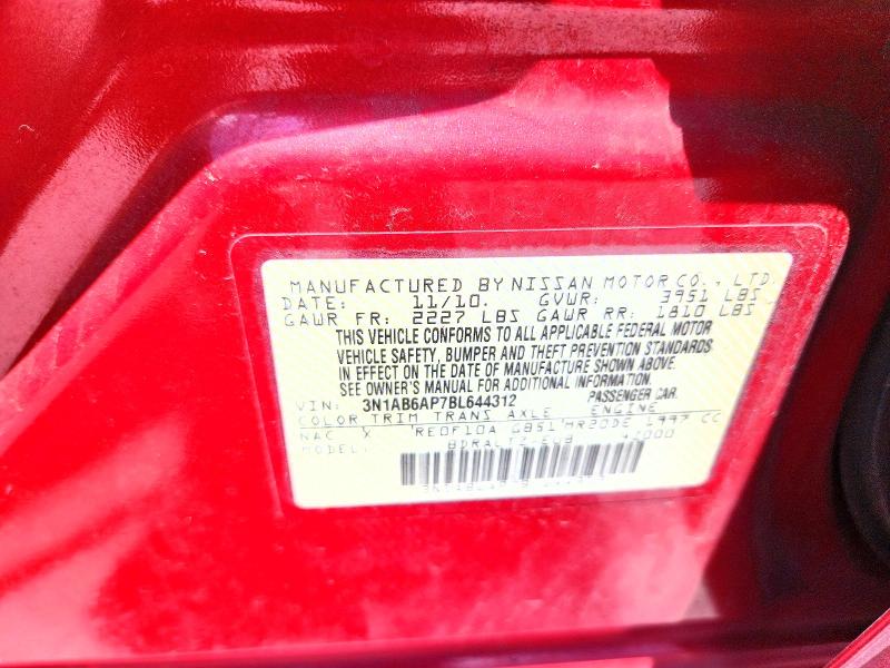 Продажа на аукционе авто 2011 Nissan Sentra, vin: 3N1AB6AP7BL644312, номер лота: 58799166