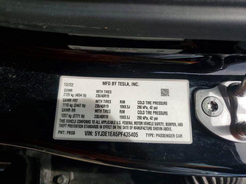 56174526 :رقم المزاد ، 5YJ3E1EA5PF435405 vin ، 2023 Tesla Model 3 مزاد بيع