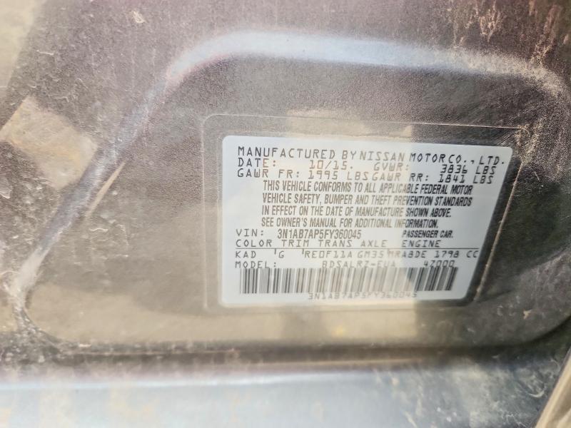 95589495 :رقم المزاد ، 3N1AB7AP5FY360045 vin ، 2015 Nissan Sentra مزاد بيع