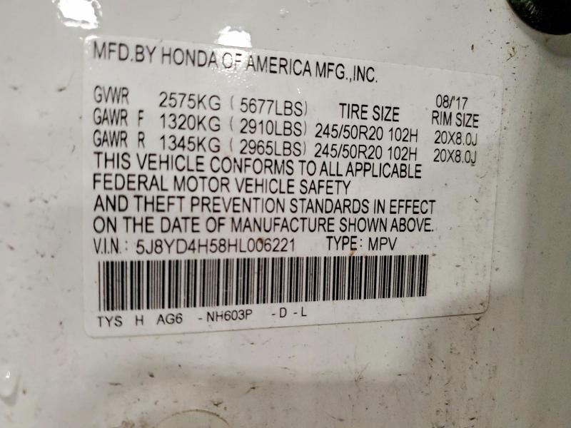 Продажа на аукционе авто 2017 Acura Mdx, vin: 5J8YD4H58HL006221, номер лота: 56039366