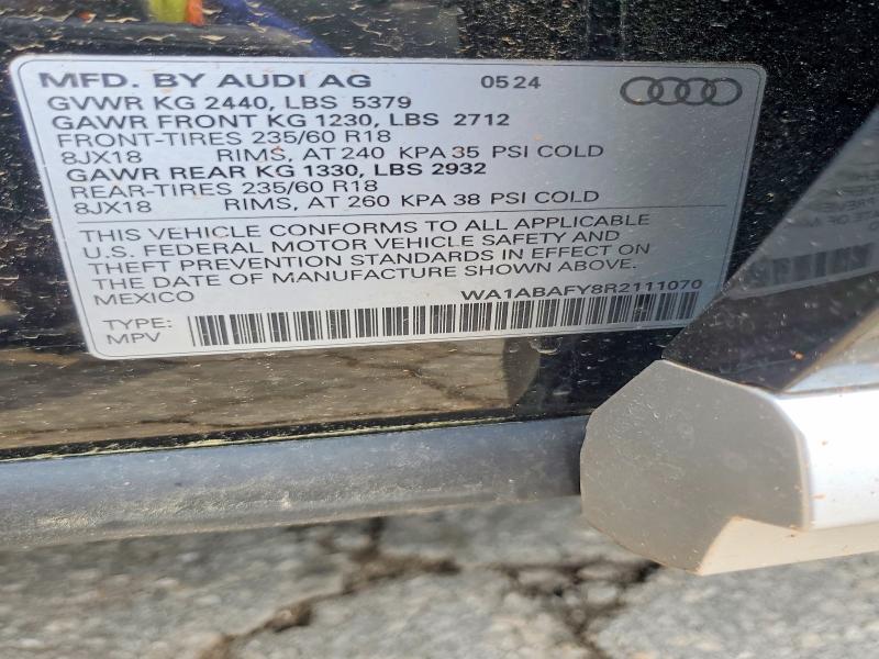 2024 Audi Q5 მანქანა იყიდება აუქციონზე, vin: WA1ABAFY8R2111070, აუქციონის ნომერი: 56994766