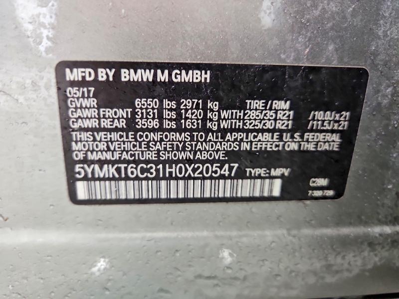 Продажа на аукционе авто 2017 Bmw X5, vin: 5YMKT6C31H0X20547, номер лота: 58250906