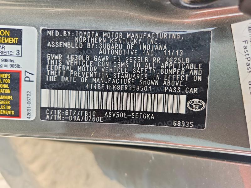 Продаж на аукціоні авто 2014 Toyota Camry, vin: 4T4BF1FK8ER368501, номер лоту: 55880086