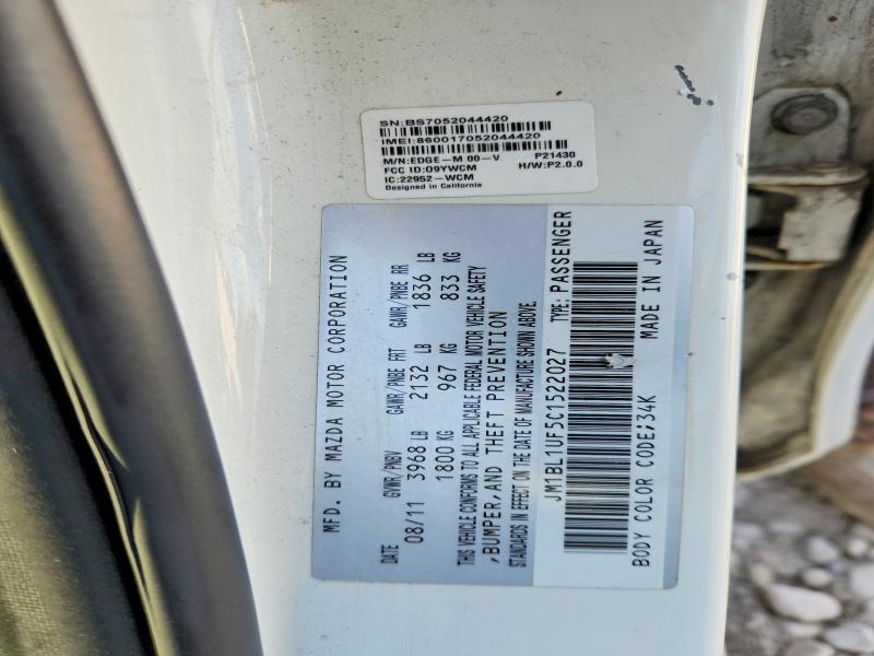 Aukcja sprzedaży 2012 Mazda 3, vin: JM1BL1UF5C1522027, numer aukcji: 55328656