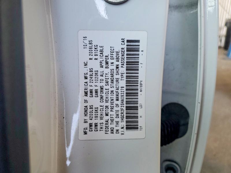 55776376 :رقم المزاد ، 1HGCR2F35HA093279 vin ، 2017 Honda Accord مزاد بيع