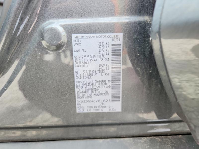Продаж на аукціоні авто 2019 Nissan Rogue, vin: 5N1AT2MV5KC781625, номер лоту: 55836756