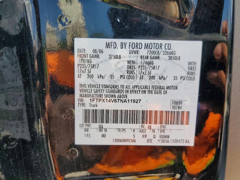 85625105 :رقم المزاد ، 1FTPX14V67NA11927 vin ، 2007 Ford F150 مزاد بيع