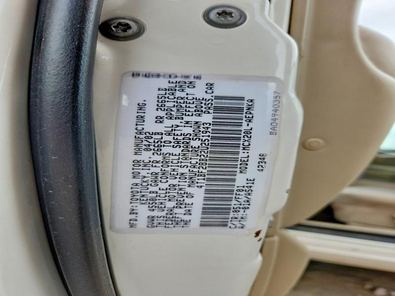 Aukcja sprzedaży 2002 Toyota Avalon, vin: 4T1BF28B22U251943, numer aukcji: 55625196