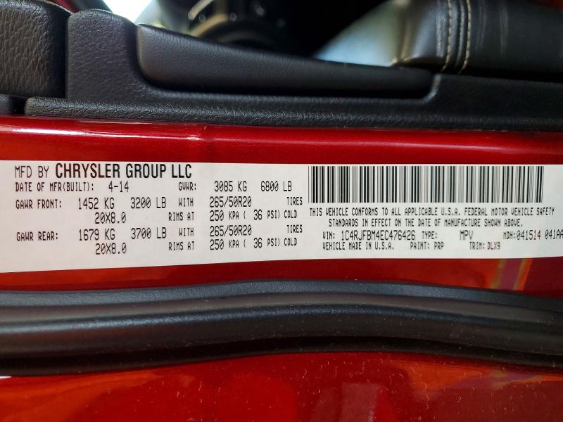 Продажа на аукционе авто 2014 Jeep Grand Cherokee, vin: 1C4RJFBM4EC476426, номер лота: 55348336