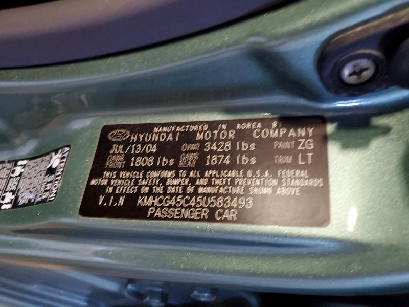 54720496 :رقم المزاد ، KMHCG45C45U583493 vin ، 2005 Hyundai Accent مزاد بيع