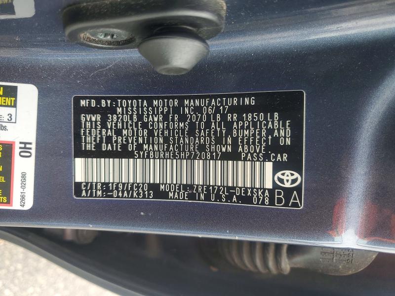 57624306 :رقم المزاد ، 5YFBURHE5HP720817 vin ، 2017 Toyota Corolla مزاد بيع
