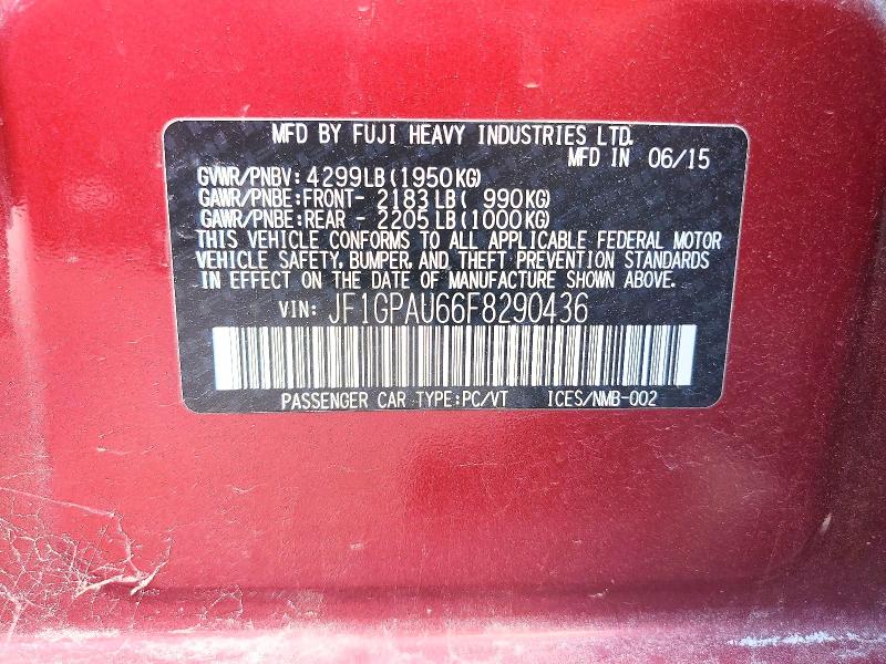 Продажа на аукционе авто 2015 Subaru Impreza, vin: JF1GPAU66F8290436, номер лота: 58809716