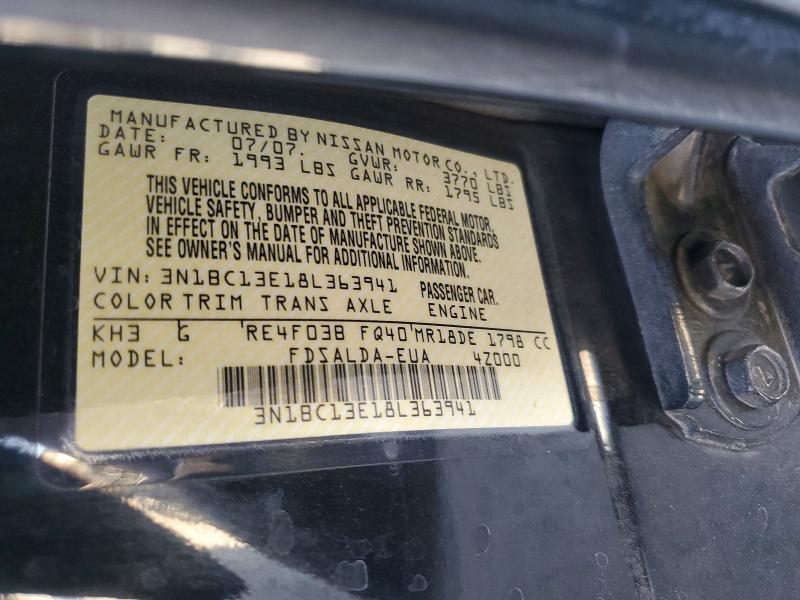 57404156 :رقم المزاد ، 3N1BC13E18L363941 vin ، 2008 Nissan Versa مزاد بيع
