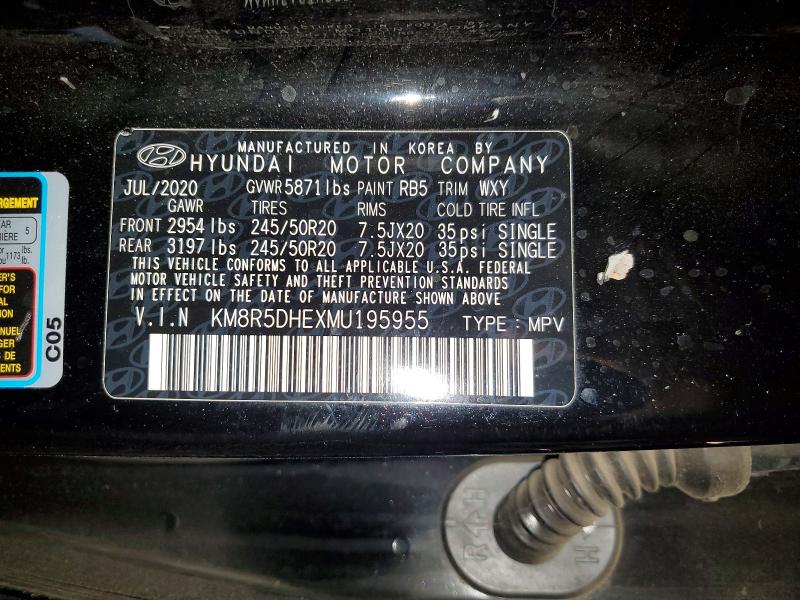 55422496 :رقم المزاد ، KM8R5DHEXMU195955 vin ، 2021 Hyundai Palisade مزاد بيع