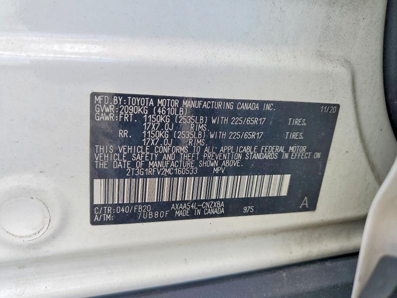 Продажа на аукционе авто 2021 Toyota Rav4, vin: 2T3G1RFV2MC160533, номер лота: 57115486