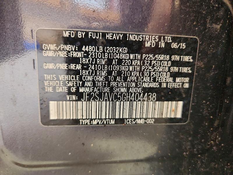 Продажа на аукционе авто 2016 Subaru Forester, vin: JF2SJAVC5GH404438, номер лота: 59279596