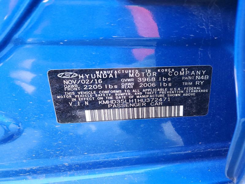 2017 Hyundai Elantra Gt მანქანა იყიდება აუქციონზე, vin: KMHD35LH1HU372471, აუქციონის ნომერი: 55443736