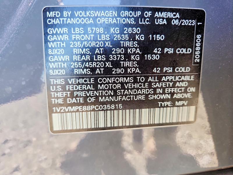 59074396 :رقم المزاد ، 1V2VMPE88PC035815 vin ، 2023 Volkswagen Id.4 مزاد بيع