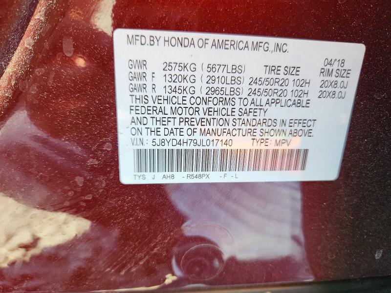 2018 Acura Mdx მანქანა იყიდება აუქციონზე, vin: 5J8YD4H79JL017140, აუქციონის ნომერი: 55921076