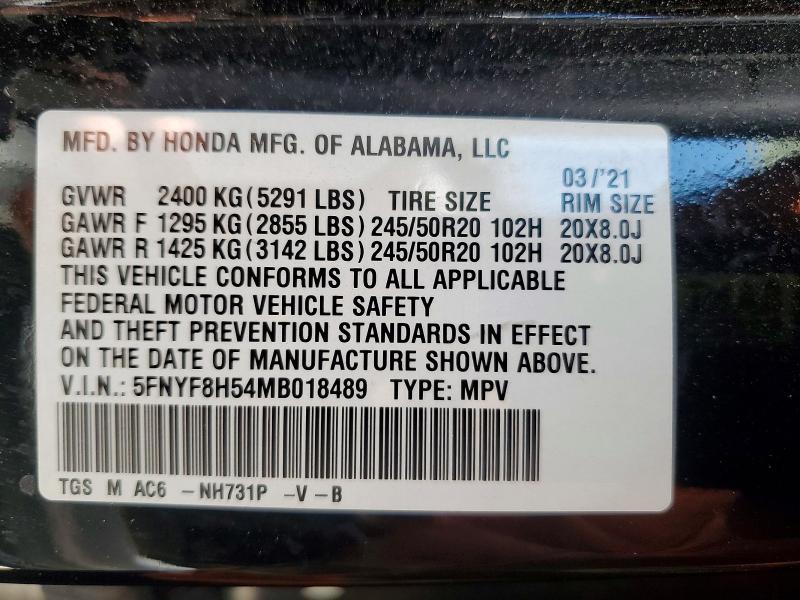 Aukcja sprzedaży 2021 Honda Passport, vin: 5FNYF8H54MB018489, numer aukcji: 82833664